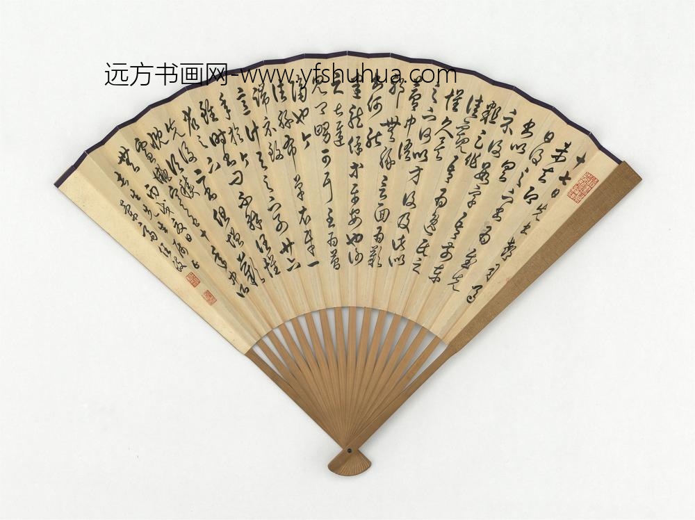 民国任政草书临王羲之十七帖蔡铣花鸟成扇-