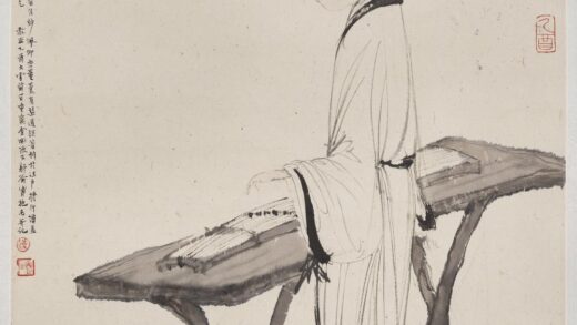 民国傅抱石横筝仕女轴 1.jpg