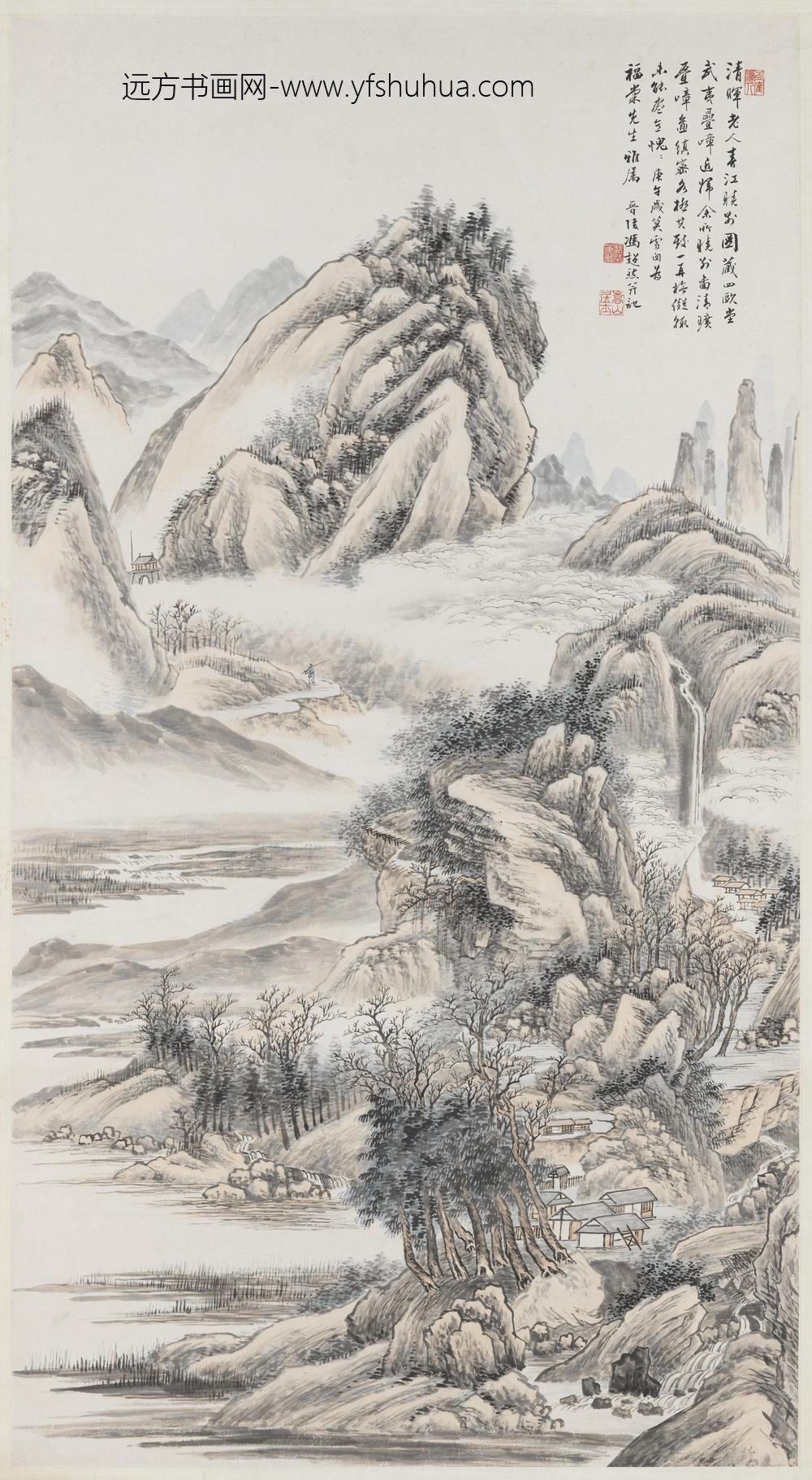 民国冯迥春江晓别图单片