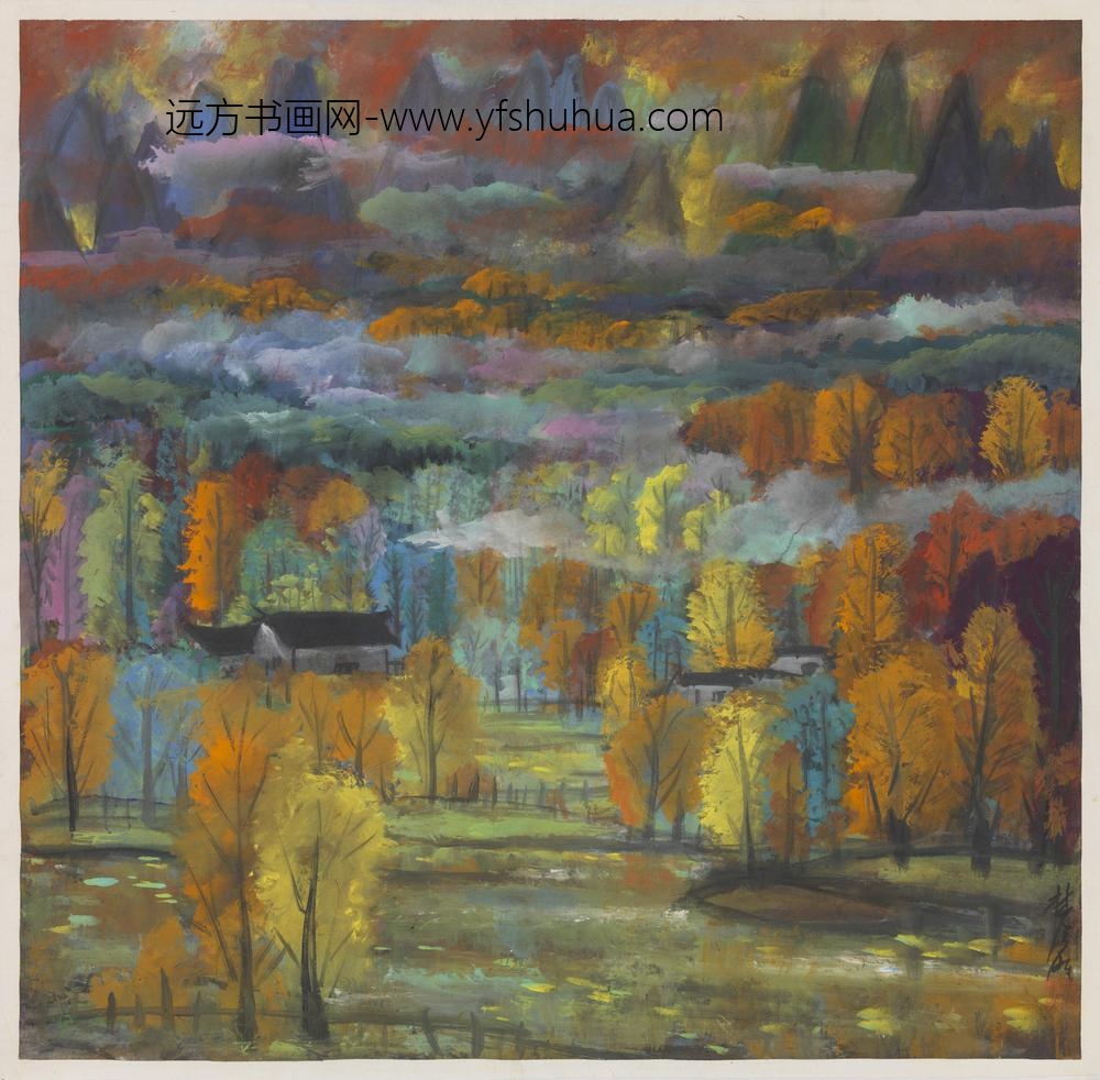 民国林风眠云山结茅单片