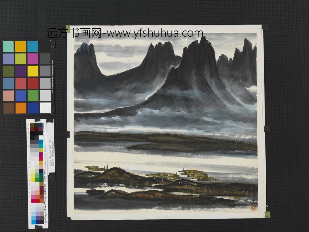 民国林风眠溪山渔泊单片