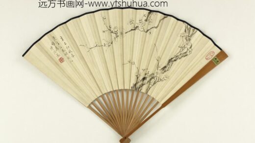 民国柳滨蔷薇喻长霖临书谱成扇 1.jpg