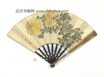 民国梅兰芳菊王凤卿行书七言律诗成扇 1.jpg