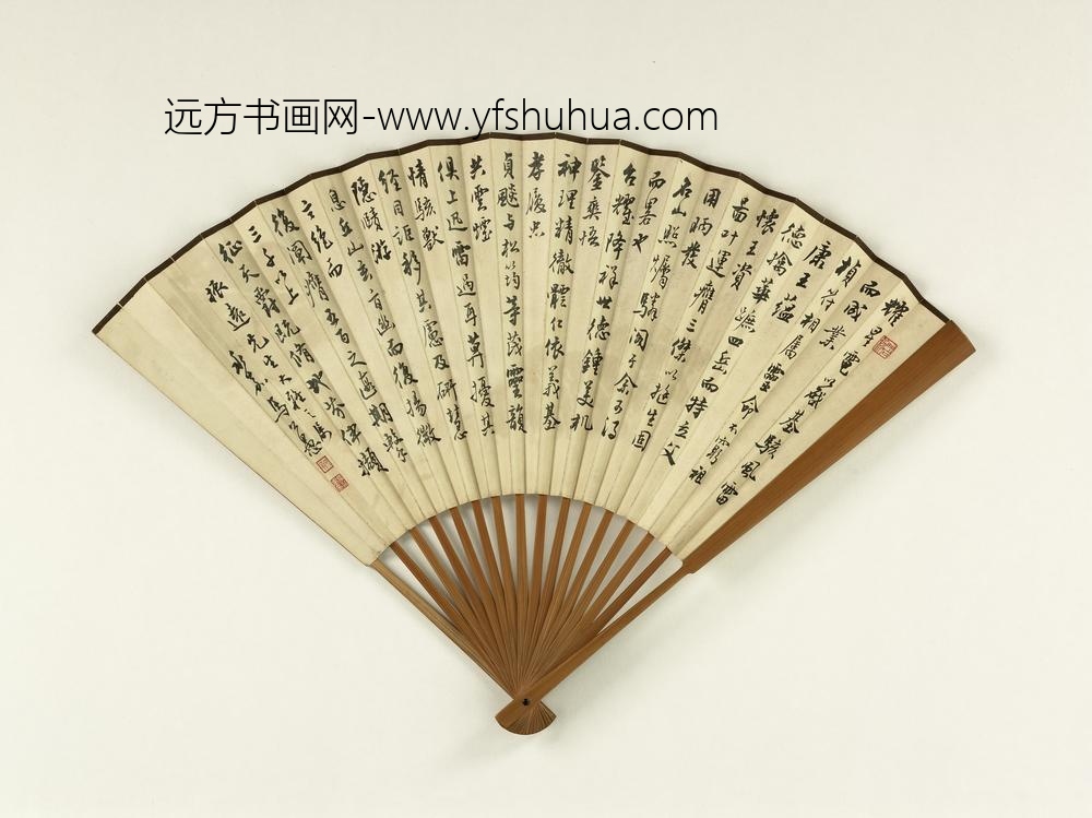 民国胡佩衡仿墨井道人山水孟锡珏书诗成扇-