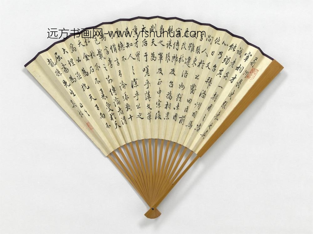 民国金琴鹤花卉吴松行书成扇-