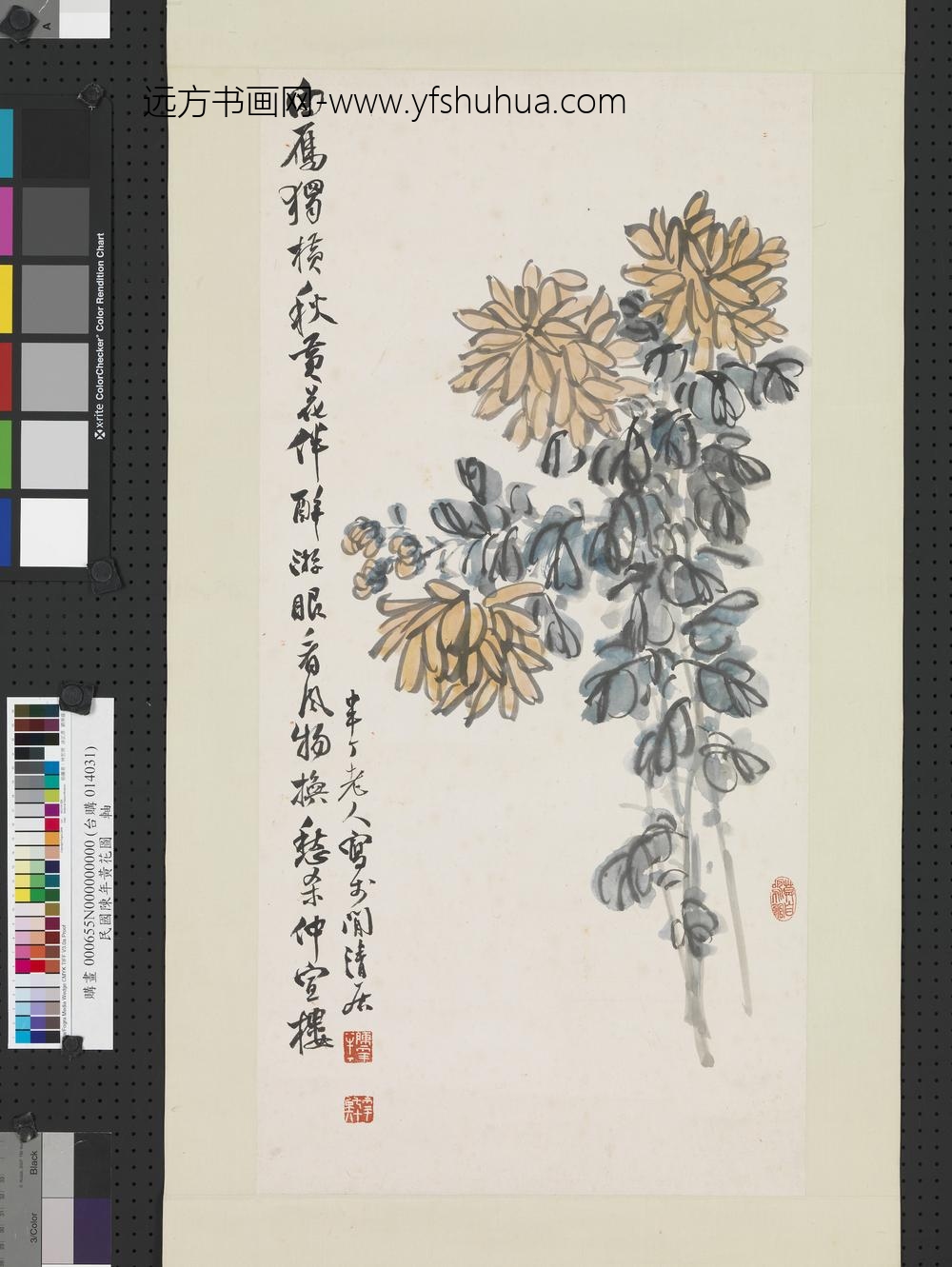 民国陈年黄花图轴