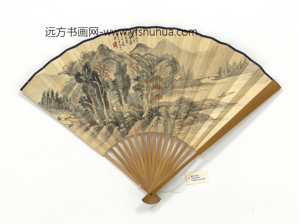 民国陈炯碧山过雨并行书七律成扇-