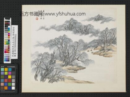 民国顾西津山水六幅单片柳堤烟雨 2.jpg