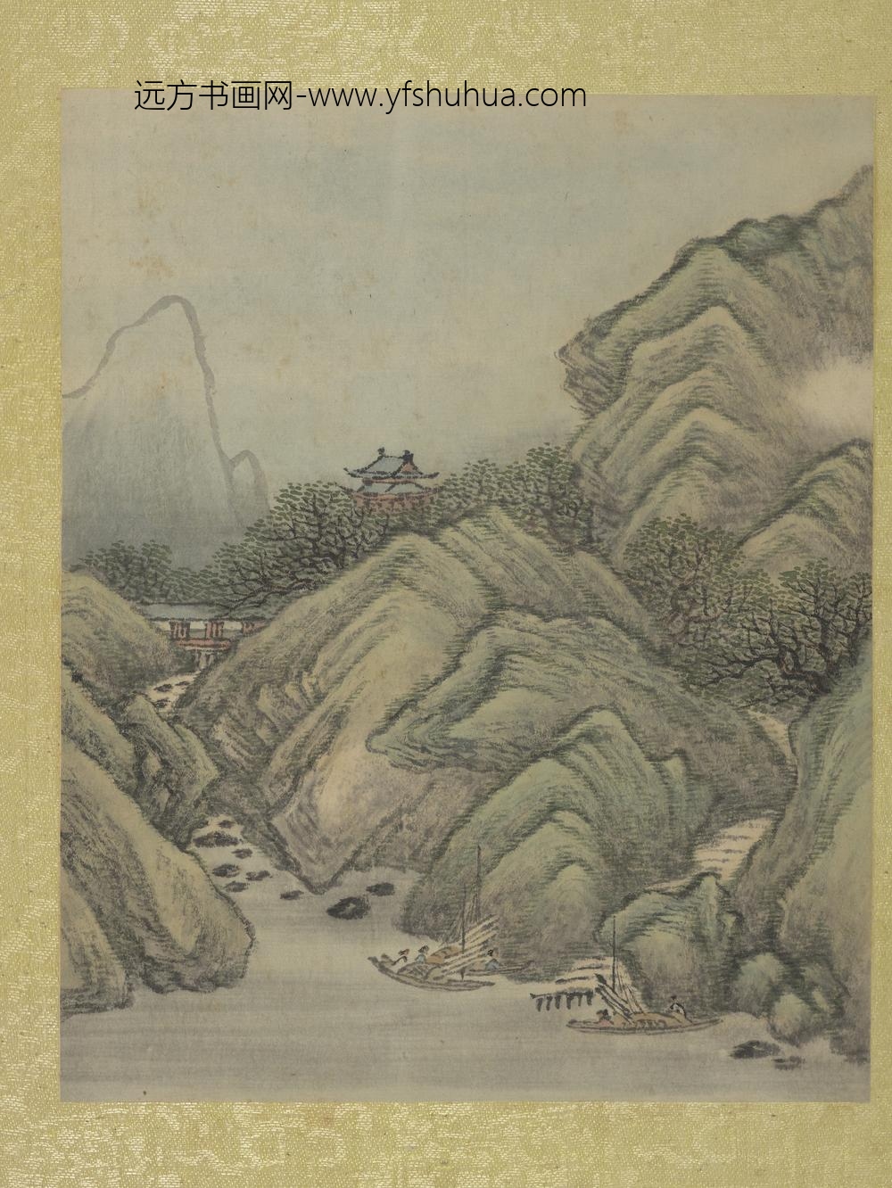 清允禧山水册-层岩古木-