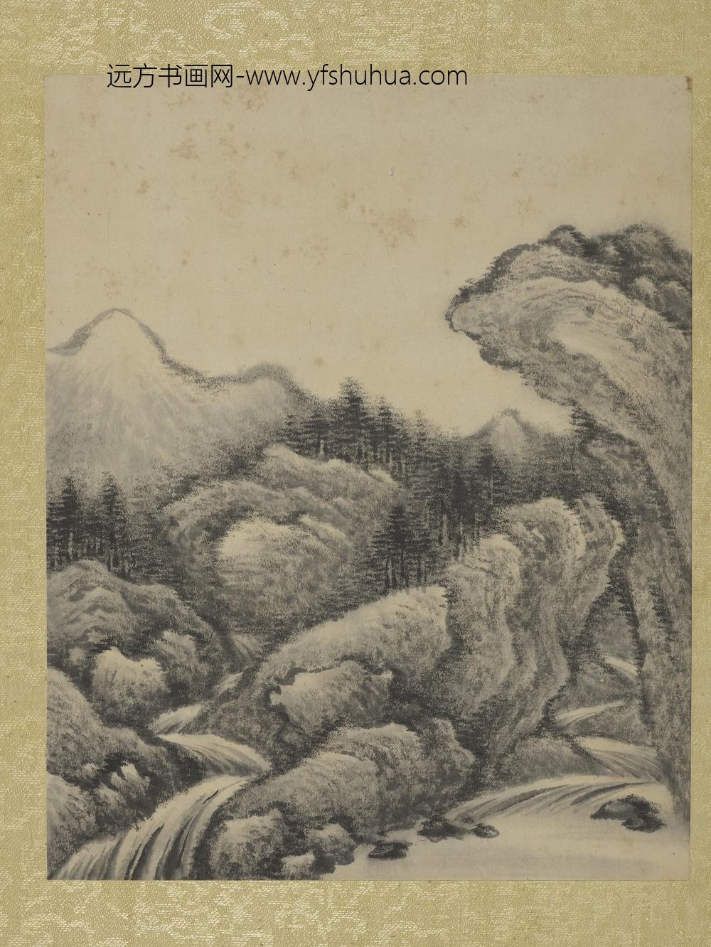 清允禧山水册-曲磴飞泉-