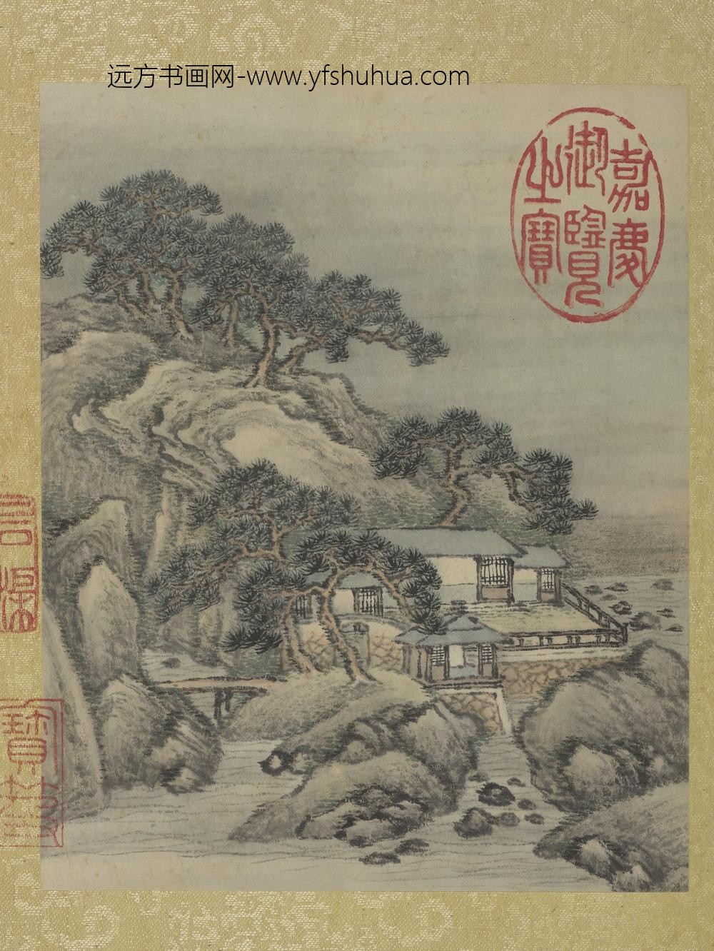 清允禧山水册-松崖结屋-