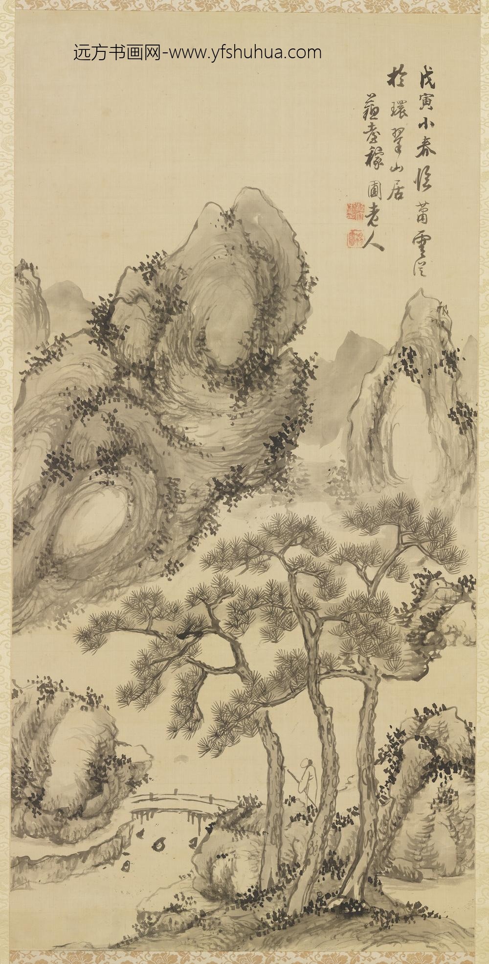 清江大来临萧云从山水轴