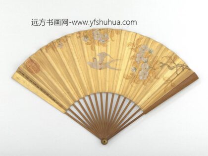 清陈孚画梨花白燕明董其昌书七言绝句成扇 1.jpg