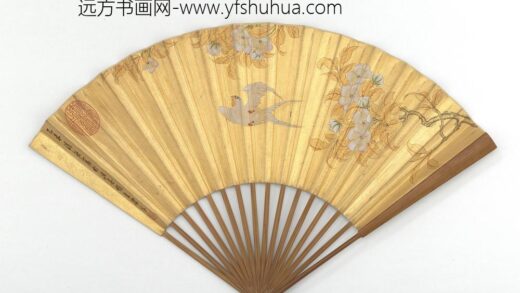 清陈孚画梨花白燕明董其昌书七言绝句成扇 1.jpg