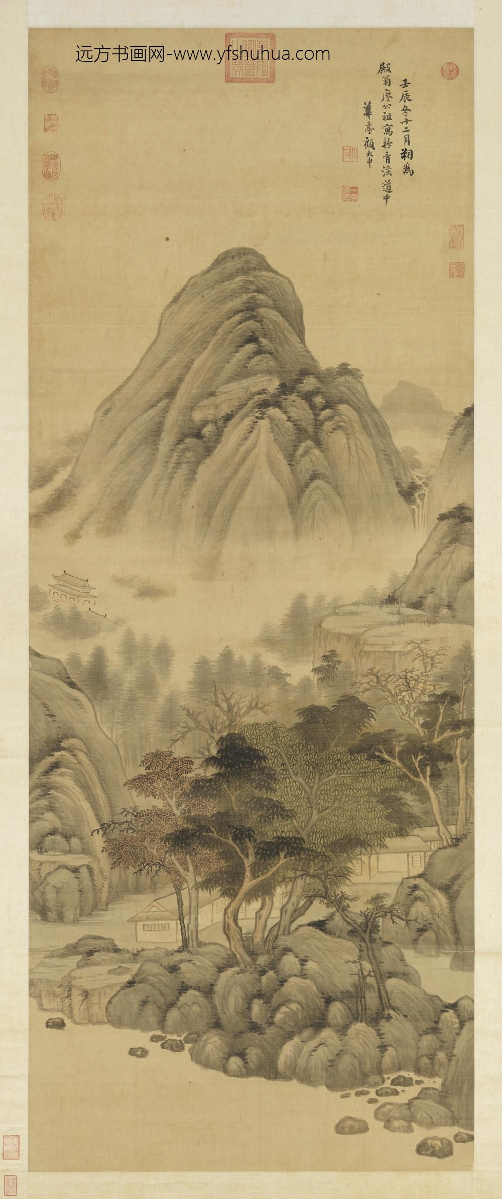 清顾大申秋日山居图轴