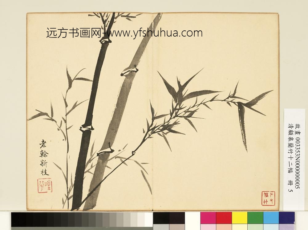 清顾皋兰竹十二幅册-老干新枝-