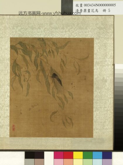 清鲁鼐画花鸟册 杨柳蝉 1.jpg