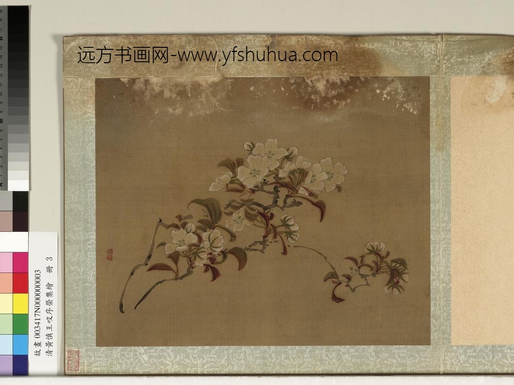 清黄慎王旼序荣集绘册-梨花-