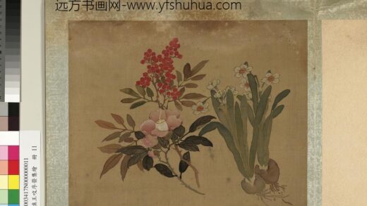 清黄慎王旼序荣集绘册 水仙茶花天竺 3.jpg