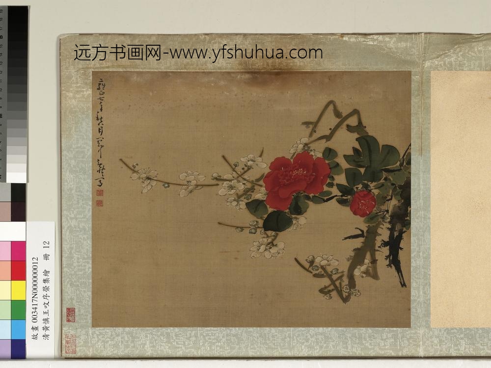 清黄慎王旼序荣集绘册-白梅茶花-