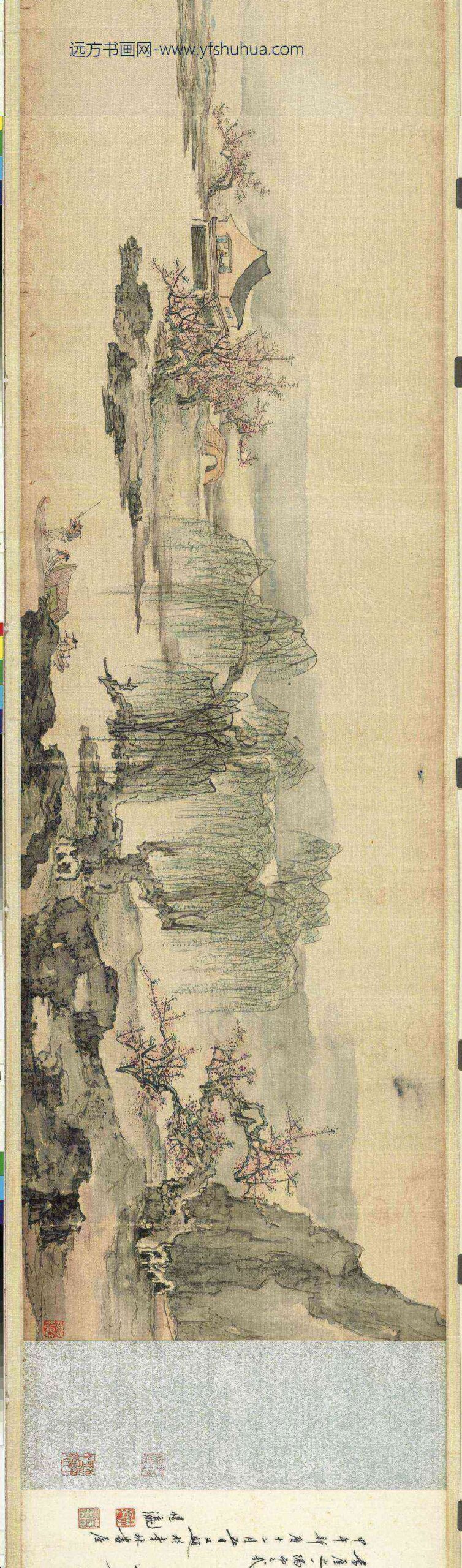 清黄慎设色山水卷-_