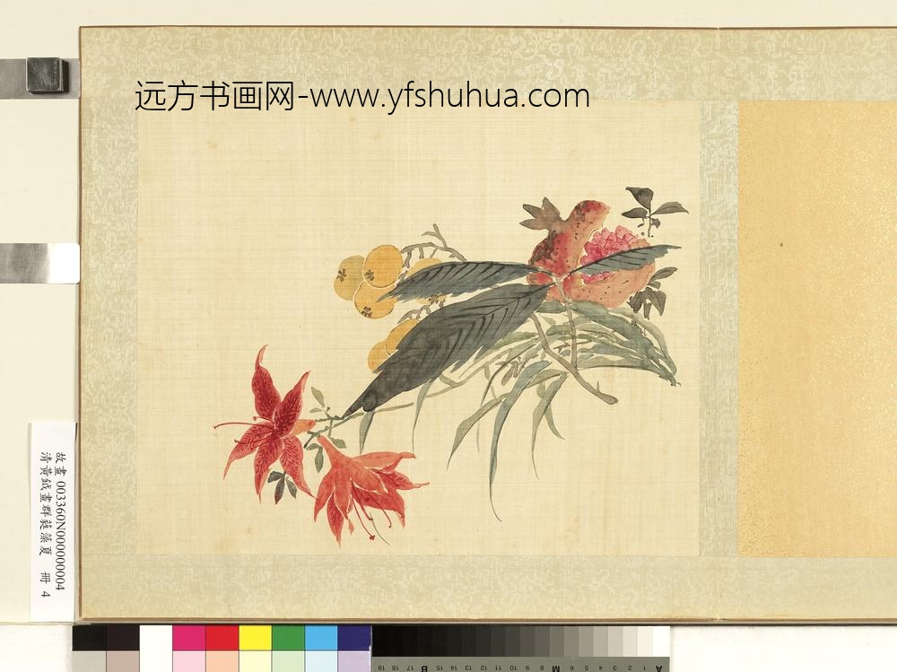 清黄钺画群蕤藻夏册-画萱榴枇杷-