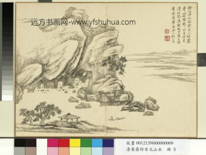 清黄鼎仿宋元山水册 扁舟钓客 2.jpg