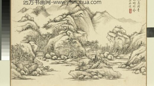 清黄鼎仿宋元山水册 林际霞光 2.jpg