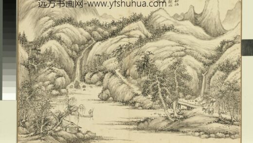 清黄鼎仿宋元山水册 柳林茅屋 2.jpg