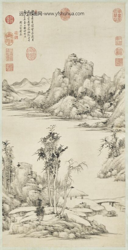 清黄鼎画山水轴.jpg