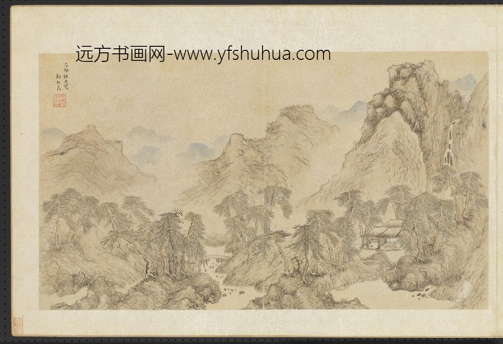 胡起昆明人画幅集册-茅堂独坐