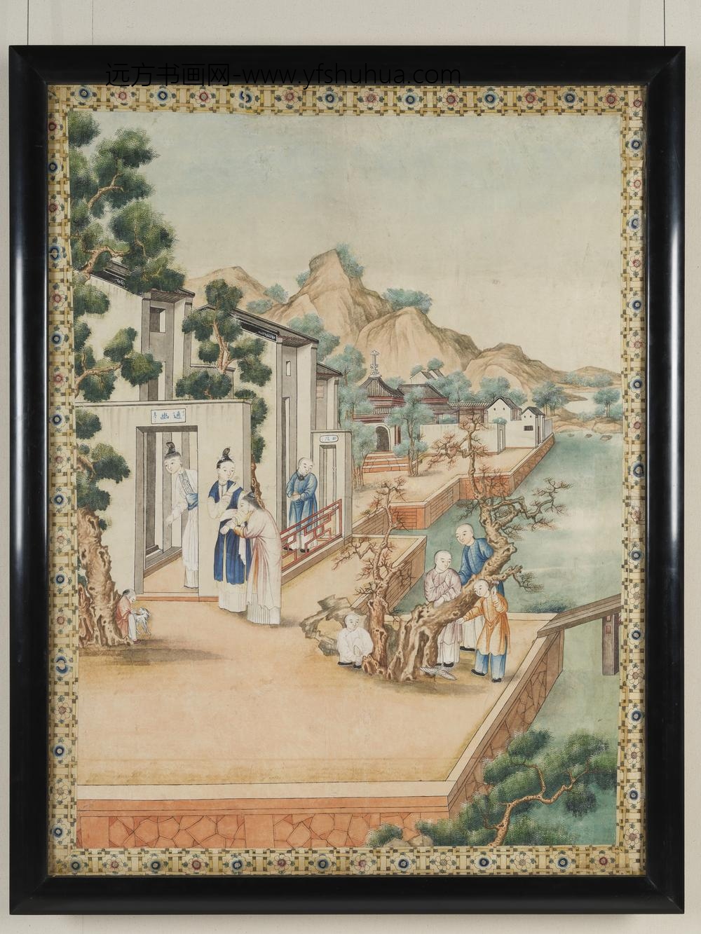 世纪晚期河畔风光图框