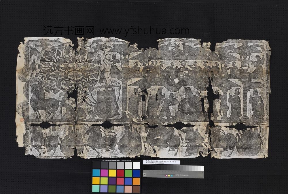 东汉山东嘉祥楼阙人物车骑出行画像石拓片