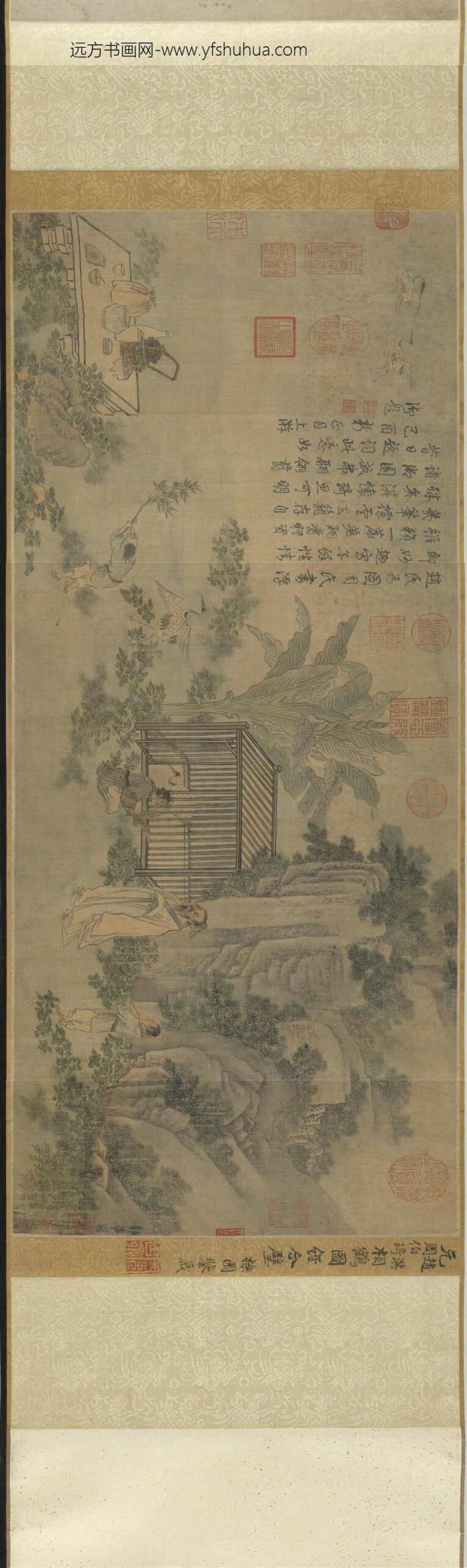 元赵淇周伯琦相鹤图经合璧卷_