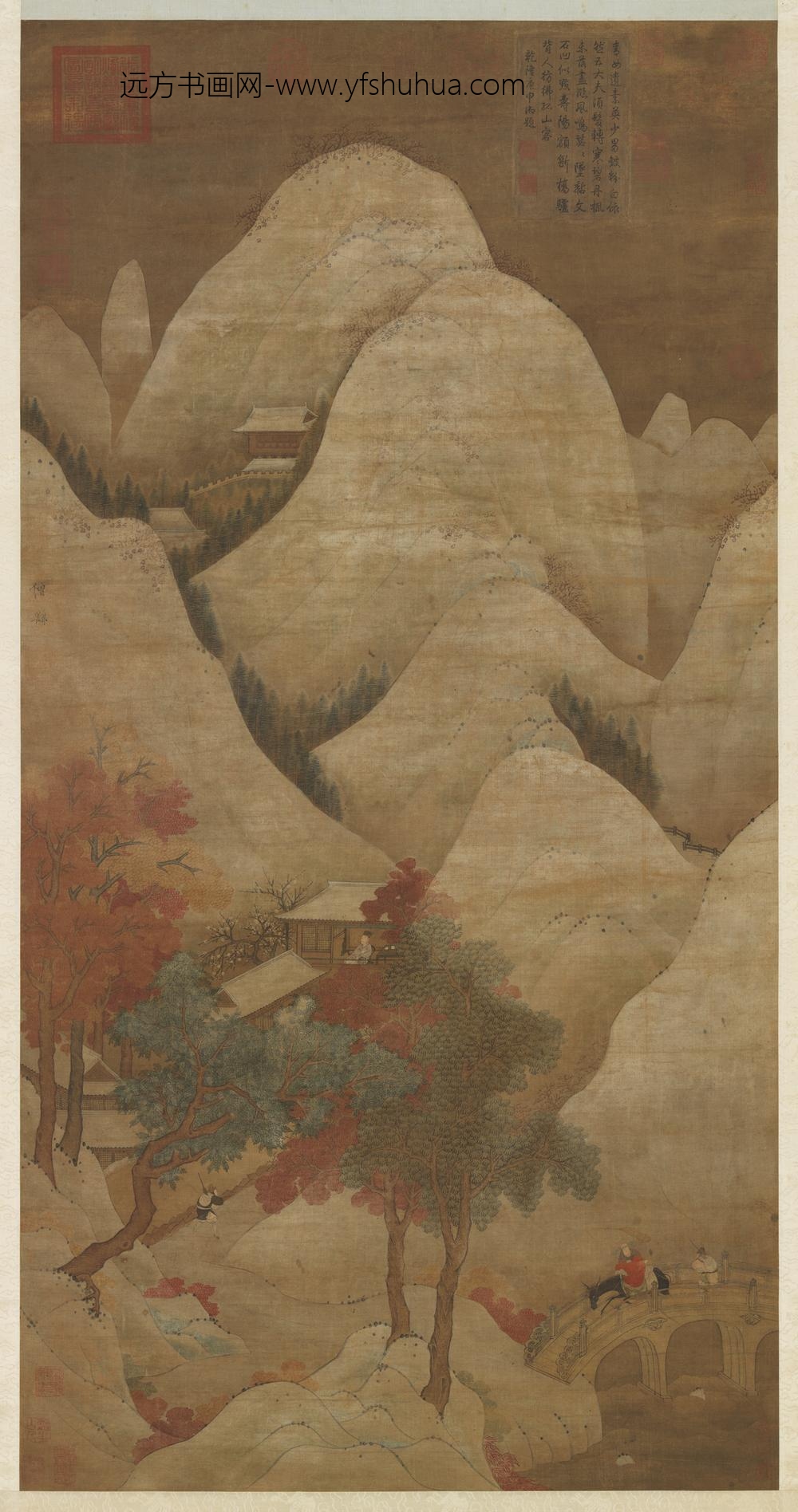 六朝梁张僧繇雪山红树图轴