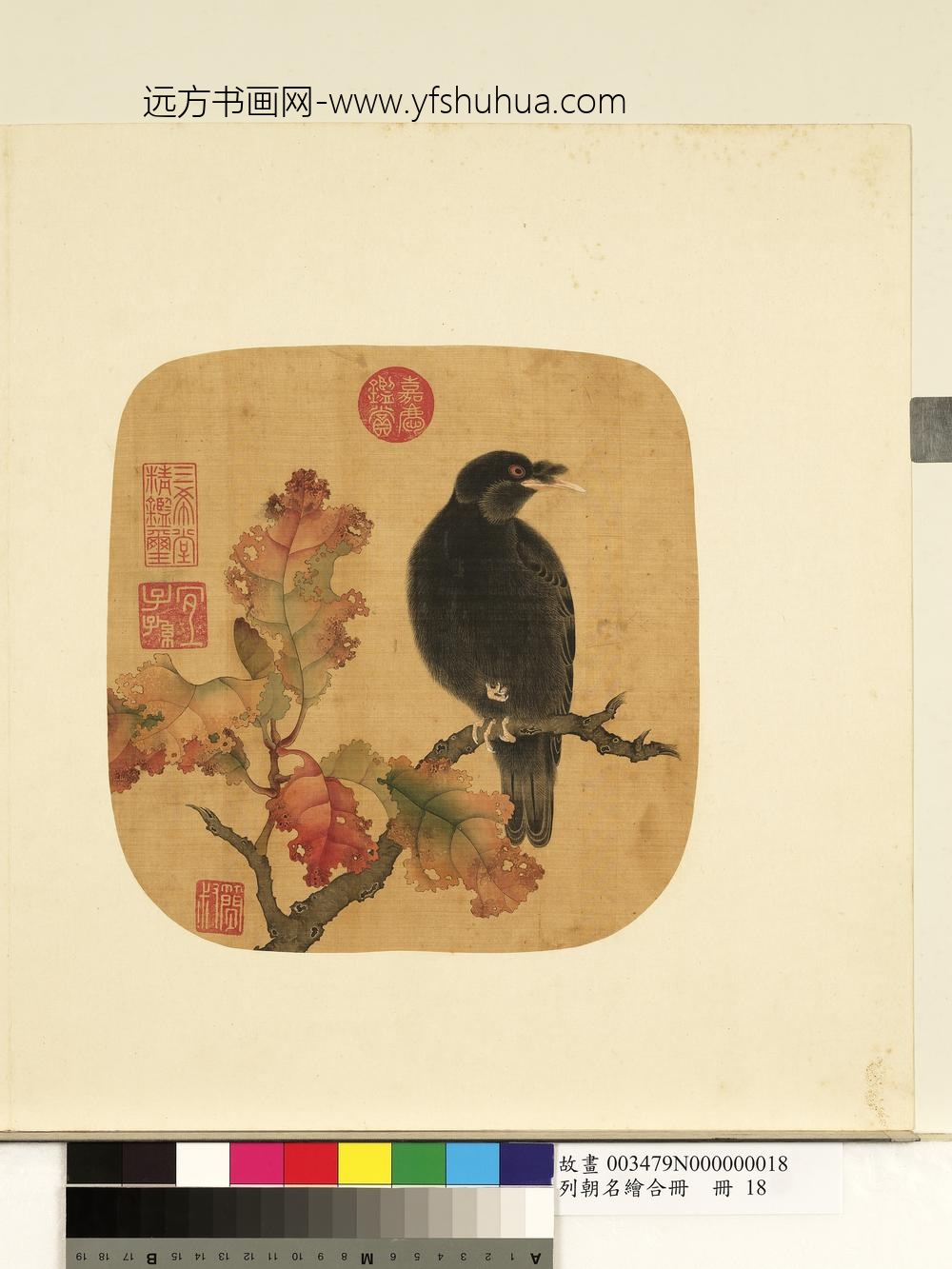 列朝名绘合册册-无款丹枫鸲鹆
