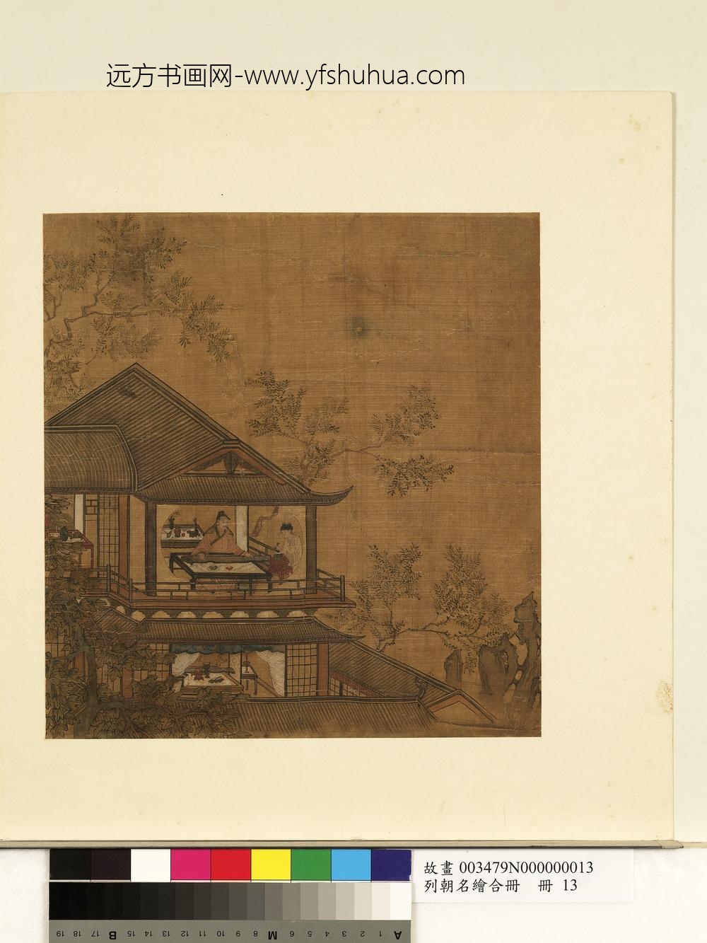 列朝名绘合册册-无款疎林弹琴