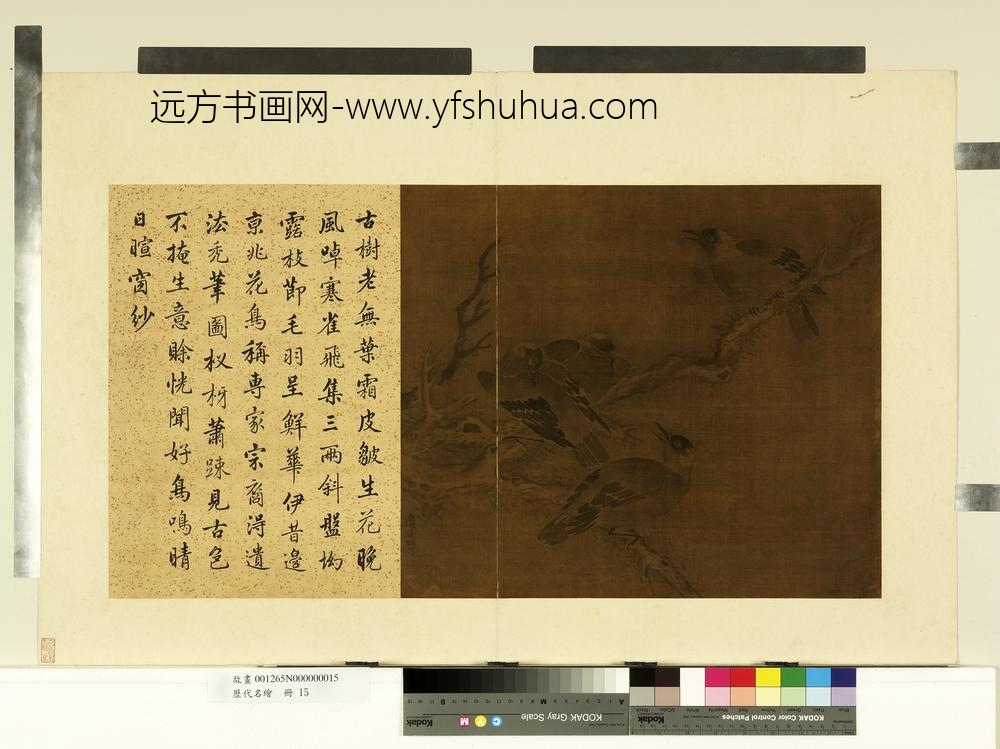 历代名绘册-明边文进疏枝寒鹊