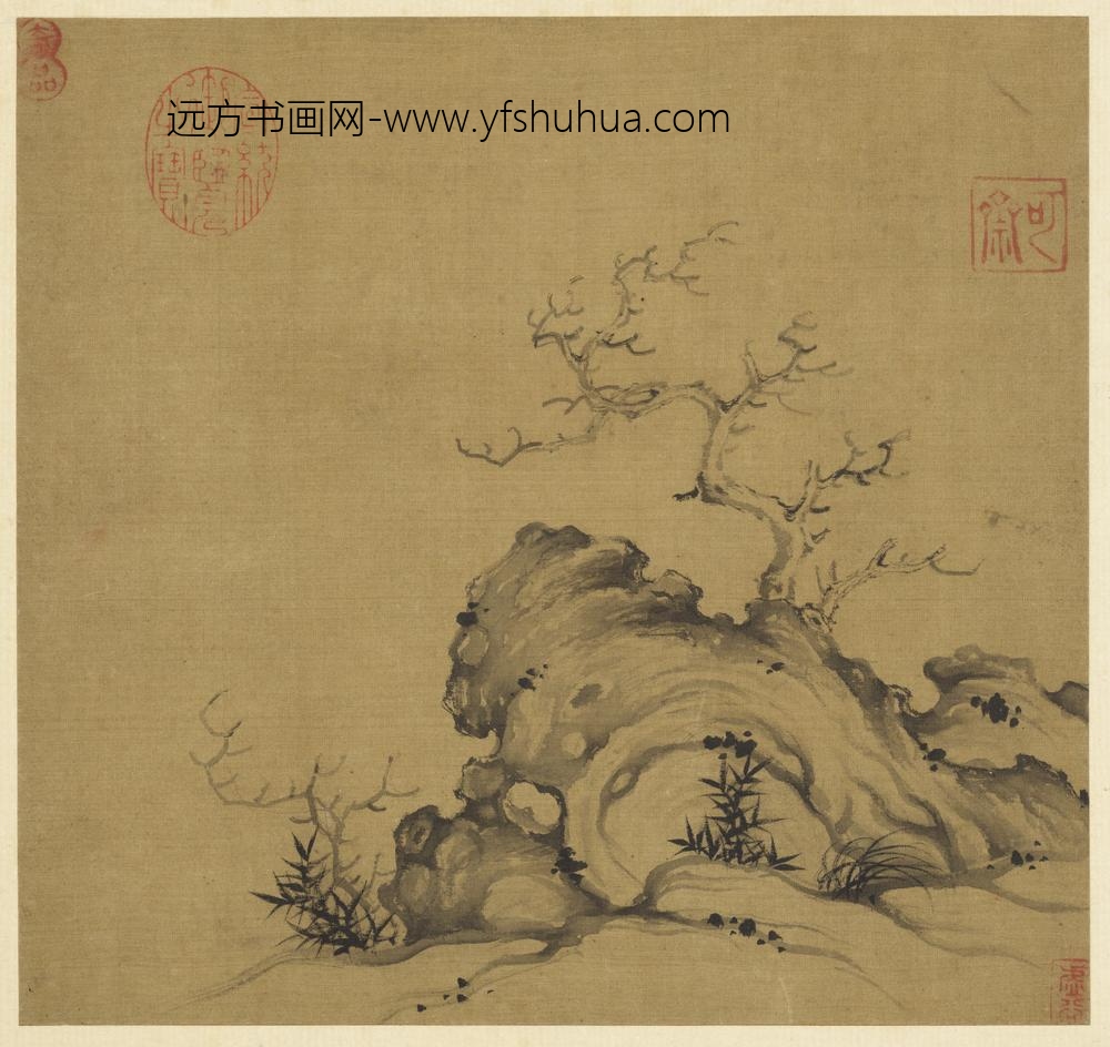 历代画幅集册-无款古木竹石