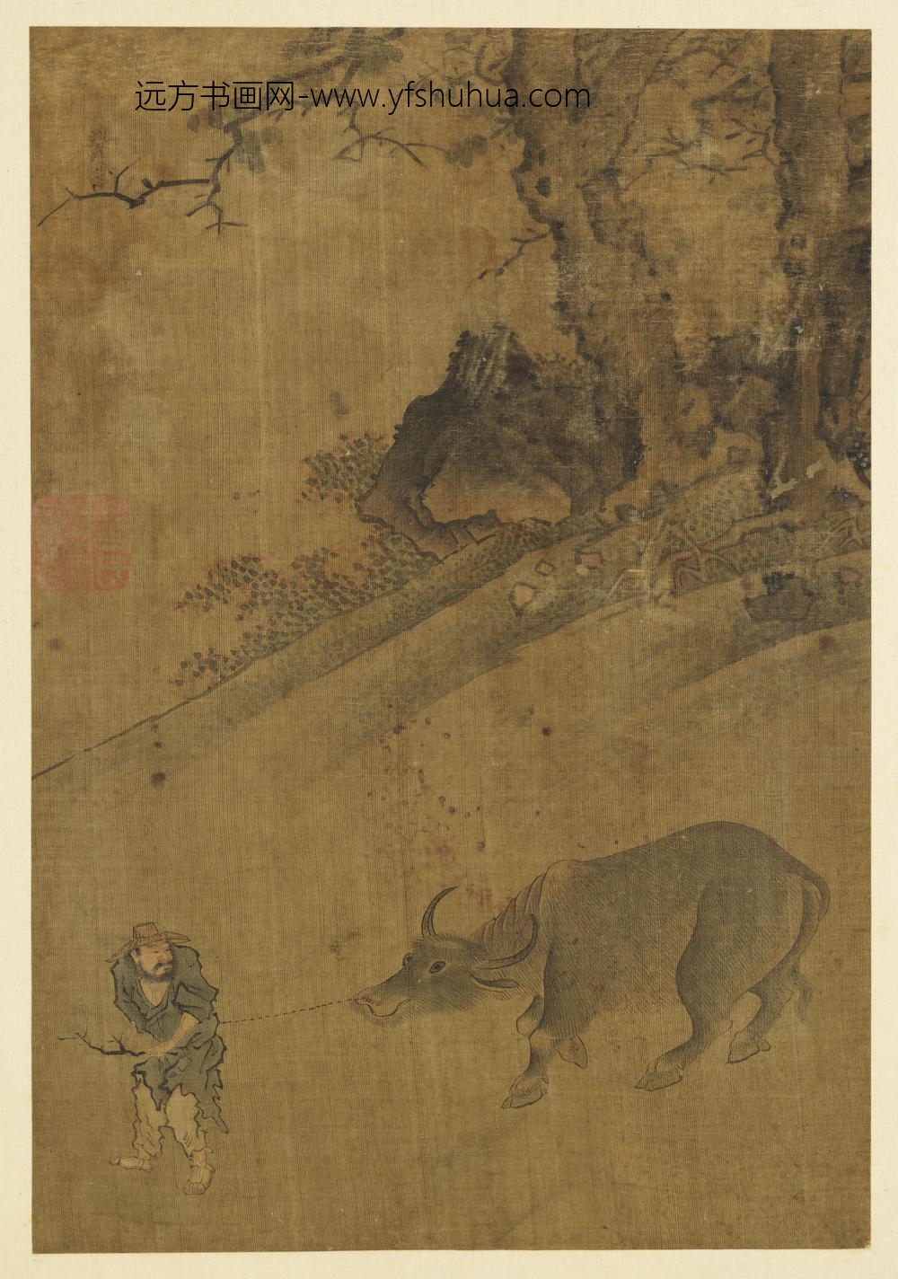 历代画幅集册册-无款秋林归牧-