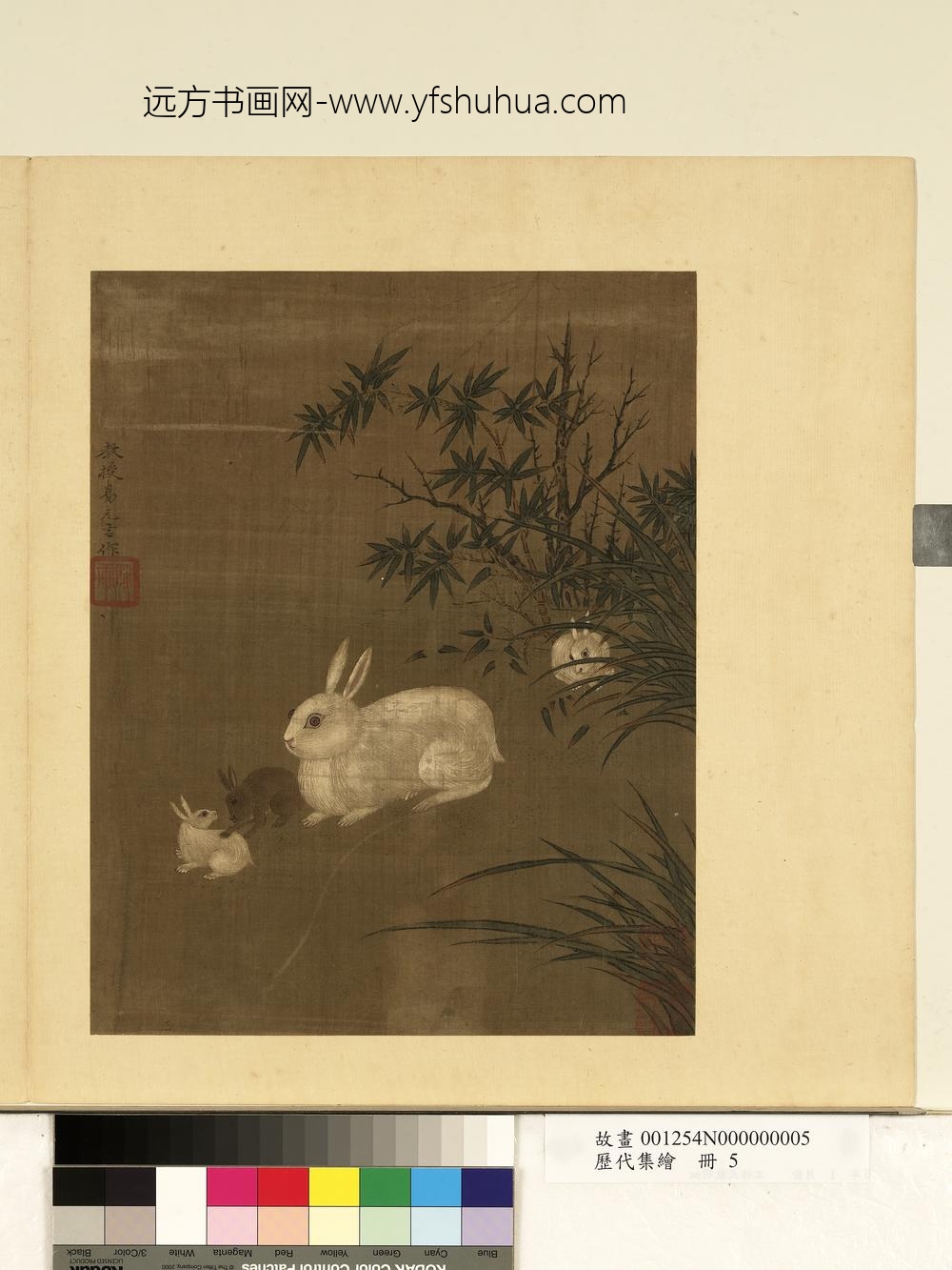历代集绘册-宋易元吉竹兔