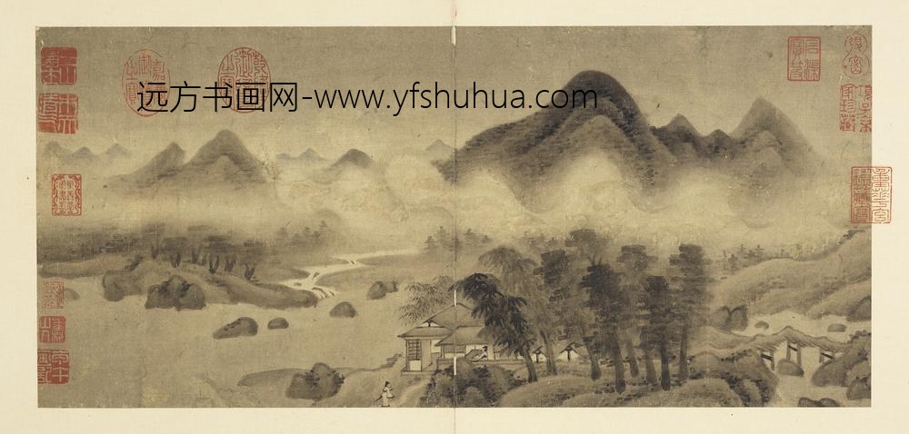 历朝名人图绘册-无款云山图