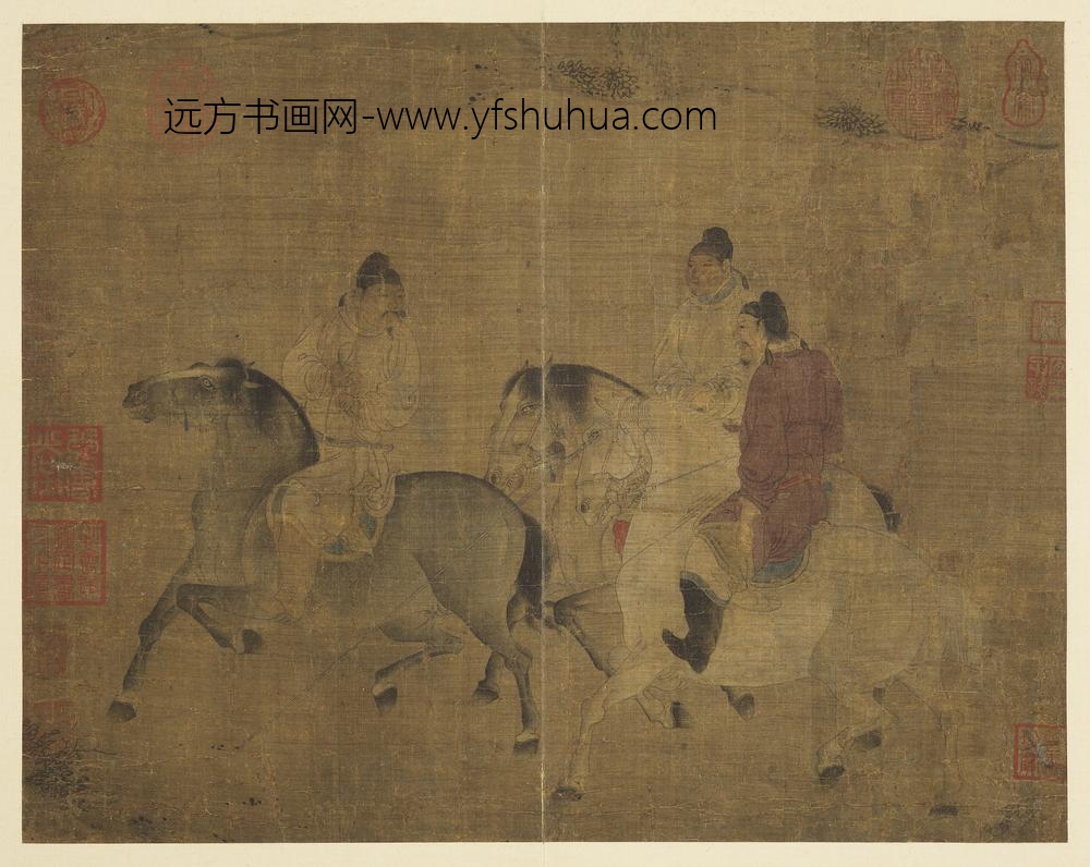 历朝名人图绘册-无款试马图