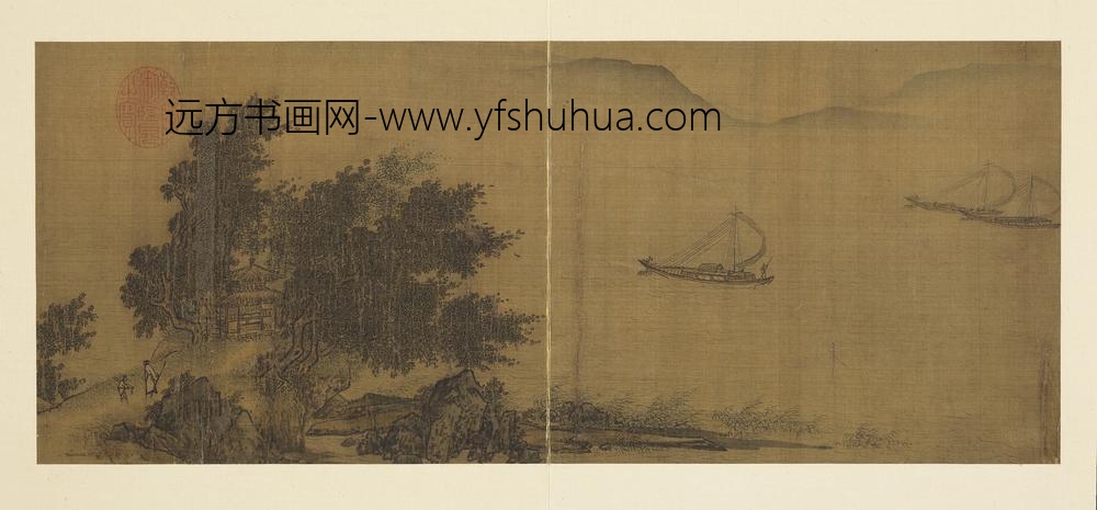 历朝名人图绘册-无款远水扬帆