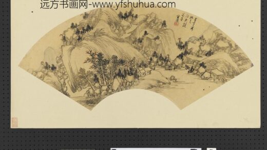 名人画扇册 清朱瑛秋光雨意.jpg