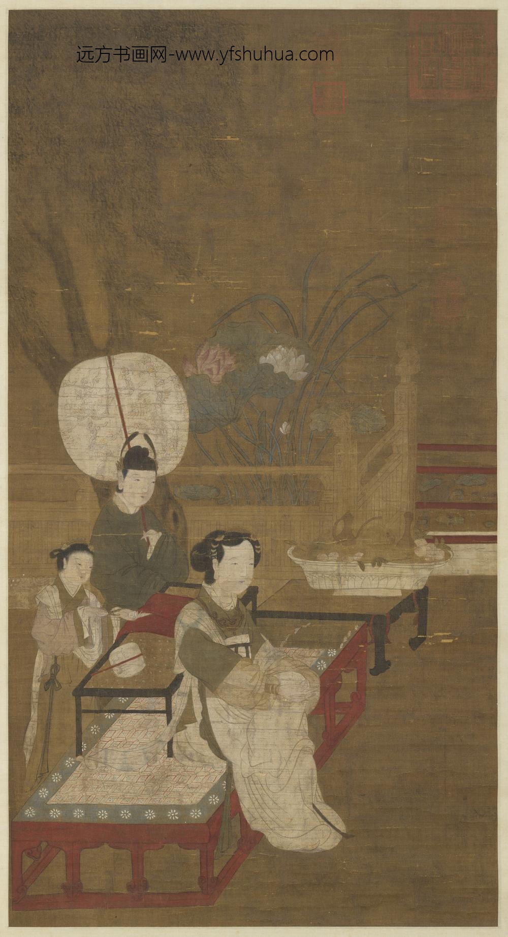 宋人宫沼纳凉图轴