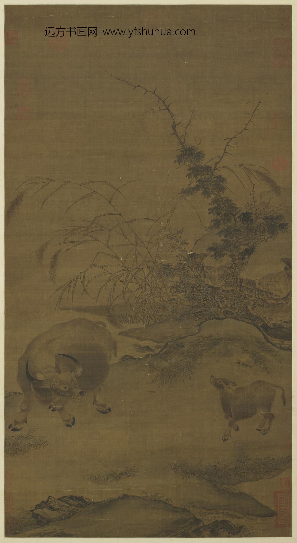 宋人平畴呼犊轴