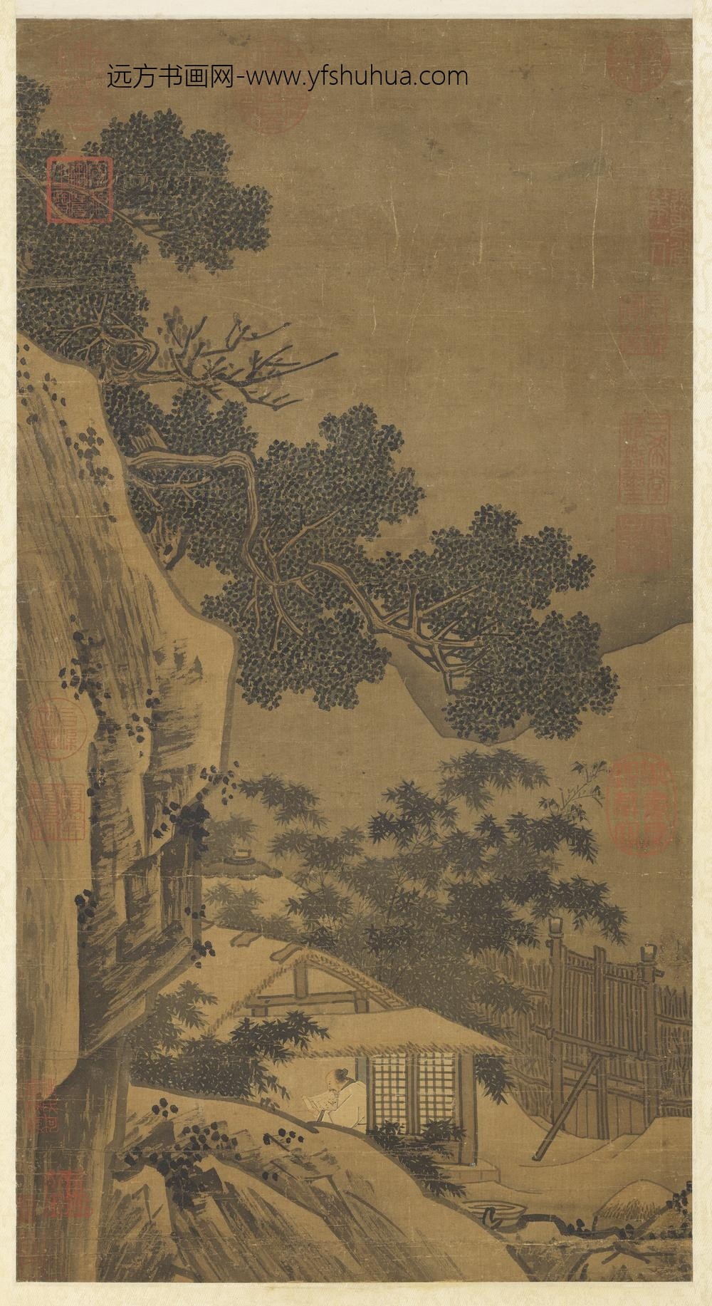 宋人晴牕展卷图轴