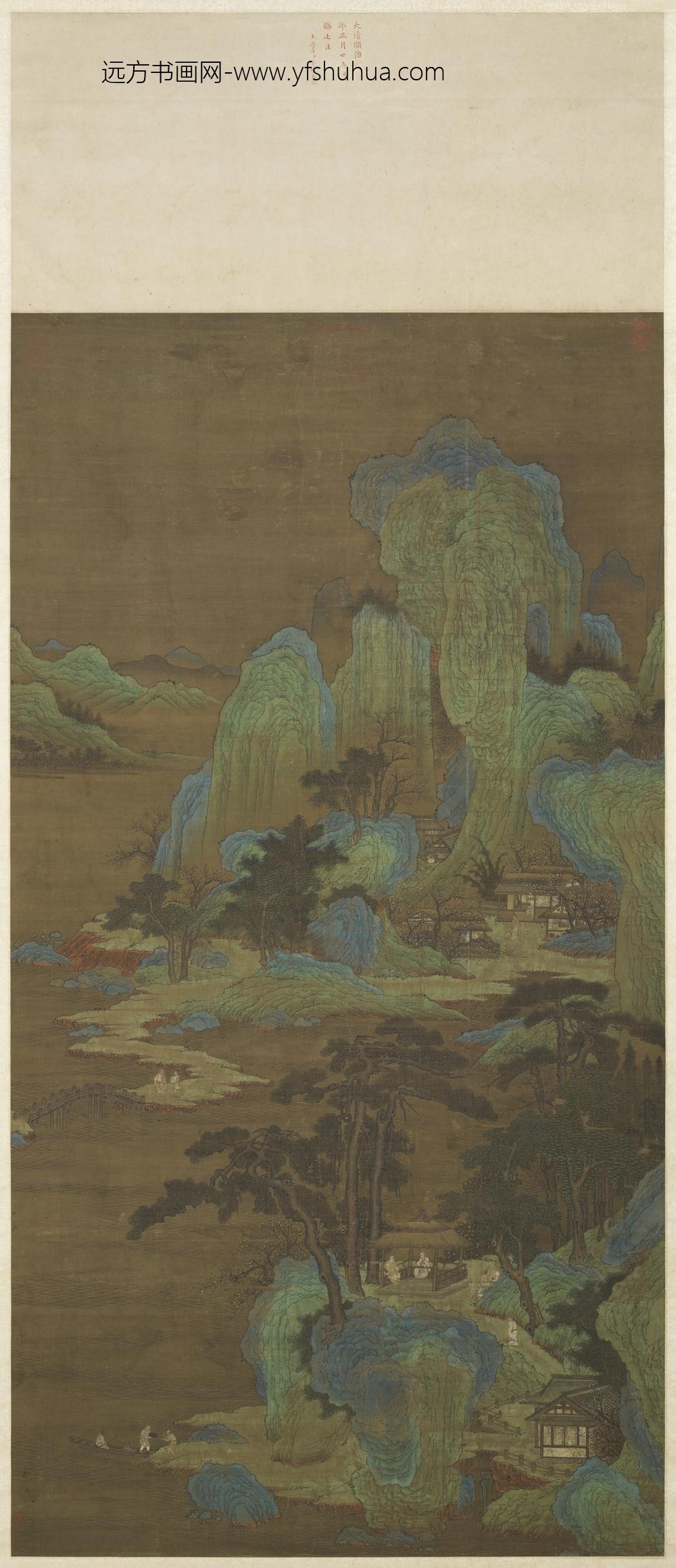 宋人松亭抚琴轴