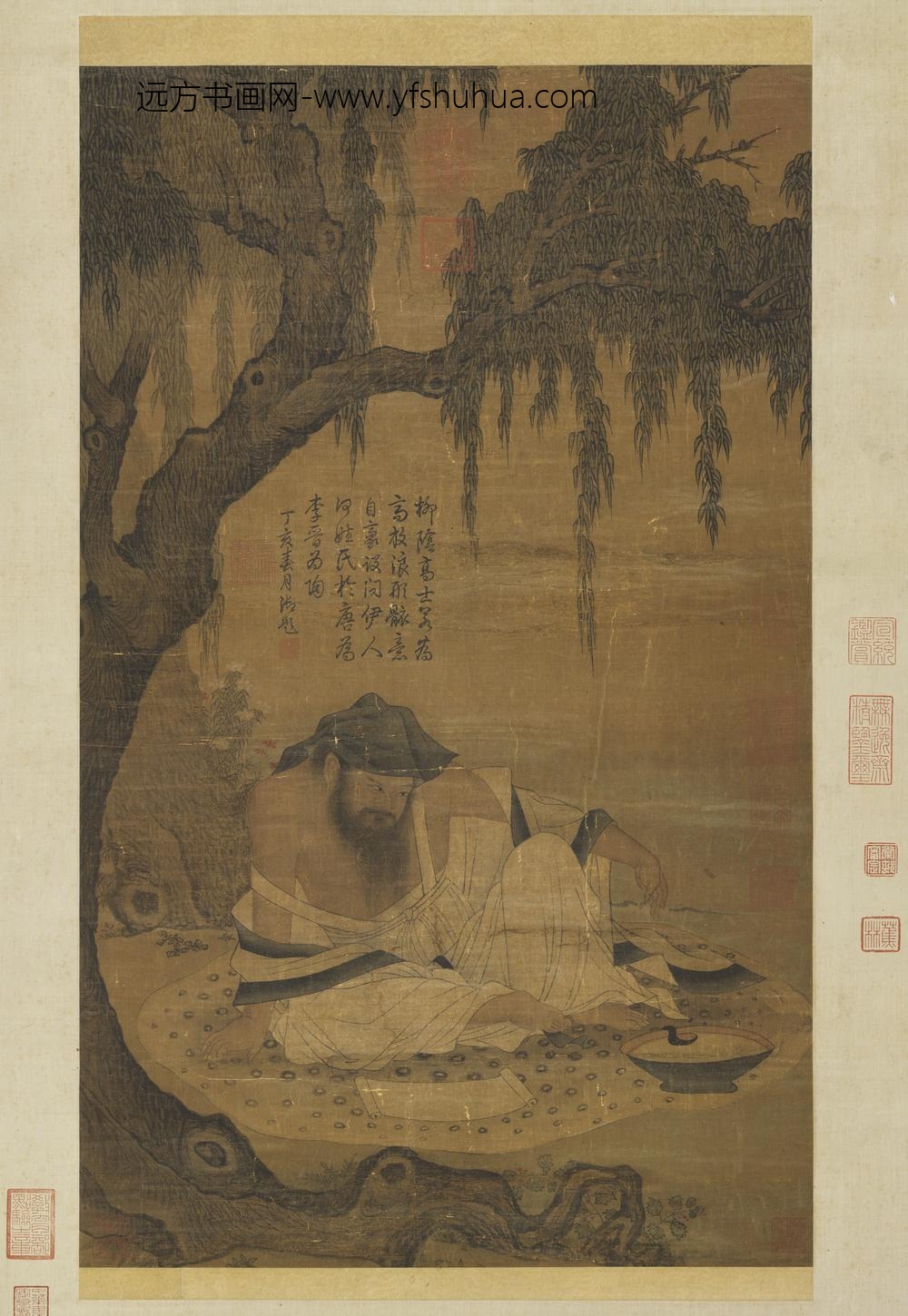 宋人柳阴高士图轴